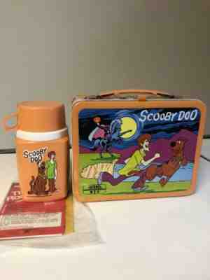 Lot - 1973 Scooby Doo Lunchbox with Thermos- Orange Trim