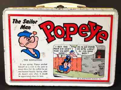 1970's VINTAGE WHITE POPEYE METAL LUNCH BOX NO THERMOS ULTRA RARE FROM JAPAN