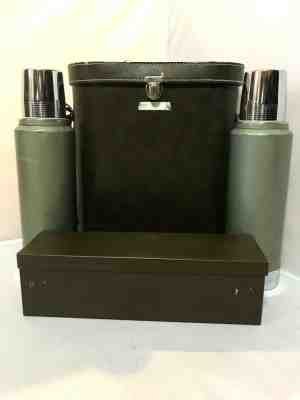 Stanley Lunchbox Thermos Combo Black USA Made 1 QT. Thermos Rare No Logo  Set!