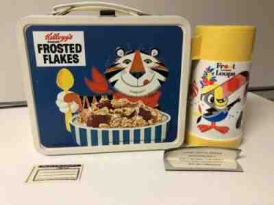 Vintage 1969 Frosted Flakes Metal Lunchbox w/Thermos Nice Htf Rare Aladdin Tags