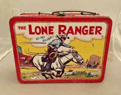 1954 Vintage THE LONE RANGER Metal LUNCH BOX Adco Red Band Tonto