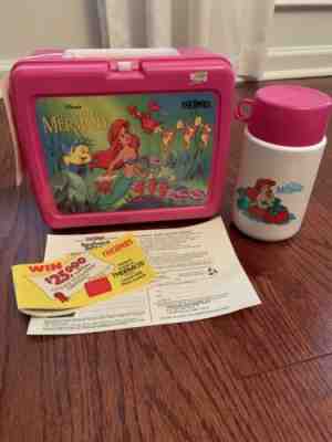 NEW 1991 Vintage Disney's The Little Mermaid Lunch box W/ THERMOS plastic NWT