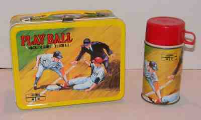 Vintage 1969 King Seeley Play Ball Baseball Metal Lunchbox & Thermos NICE