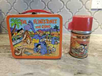 VINTAGE RARE! 1962 ALADDIN Flintstones Metal Lunch Box & Thermos!