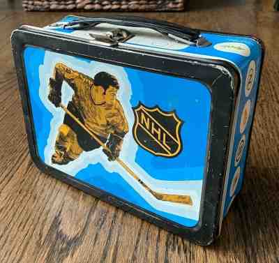 Vintage 1970s NHL metal lunch box team logos