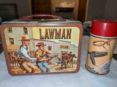 VTG 1961 Lawman Metal Lunch Box with Thermos COMPLETE BRIGHT COLORS NICE COND 8