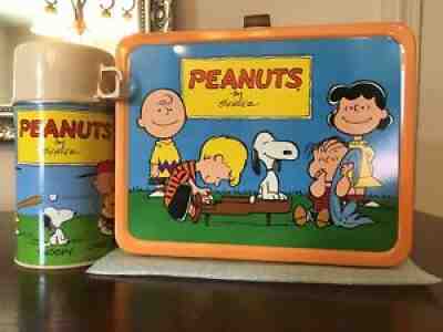 Lot - (1) Vintage PEANUTS Metal Lunch Box with Thermos. King-Seely