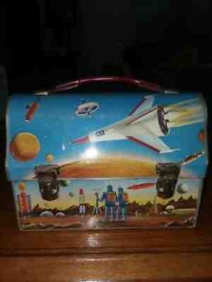 Vintage SPACE SHIP DOME TOP Lunch Box 1960s Metal RARE RARE