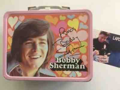 SIGNED - BOBBY SHERMAN - VINTAGE METAL LUNCH BOX - COMES W/ PHOTO OF HIM SIGNING