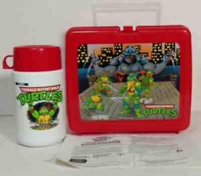 *NEW* 1990 Vintage Teenage Mutant Ninja Turtles TMNT Red Thermos LUNCHBOX