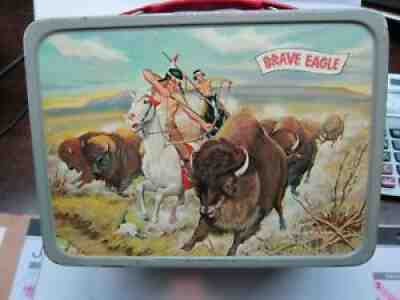 Vintage 1957 American Thermos Bottle Co BRAVE EAGLE Metal Lunch Box
