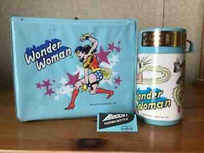 VINTAGE WONDER WOMAN LUNCHBOX AND THERMOS - UNUSED WITH PAPERS!