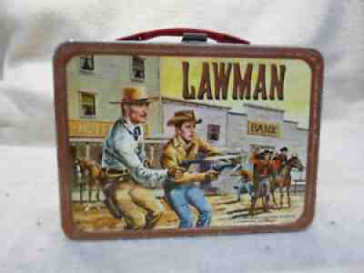 Vintage Thermos Metal Lunchbox Lawman Western Cowboy