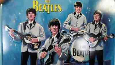 Vintage 1965 Beatles Lunchbox Blue Metal Aladdin (Without Thermos) Music Legends