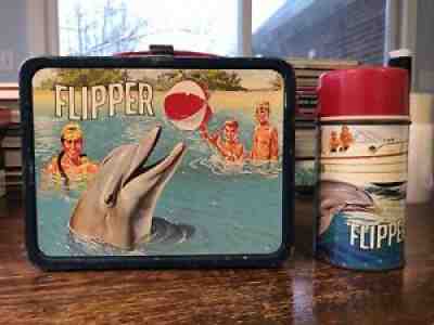 Flipper Lunchbox with Thermos Metal Lunchbox Vintage … - Gem