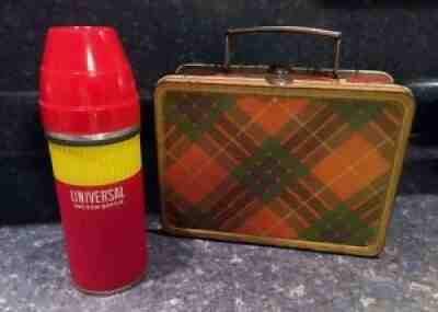 1964 Vintage Red Plaid Thermos Lunch-Kit Set! Nice Condition  One-Owner