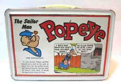 Vintage Popeye Metal Lunchbox Made in Japan 1970s Lunch Box Japanese KK Bunbuku