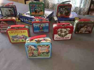 Lot of 8 small vintage metal lunch boxes