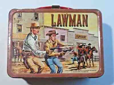 Vintage 1961 Thermos LAWMAN John Russell Peter Brown Metal Lunchbox w/Thermos