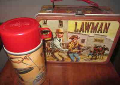 Vintage Lawman Metal Lunchbox Includes Thermos 1960's