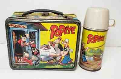 Vintage 1964 Metal Popeye Lunch Box & Thermos King Features Syndicate