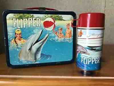 Flipper Lunchbox with Thermos Metal Lunchbox Vintage … - Gem