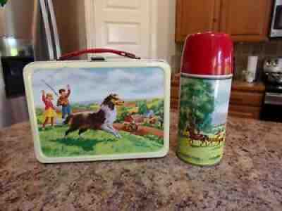 Vintage 1962 Lassie and Black Beauty Metal Lunch Box w/Thermos