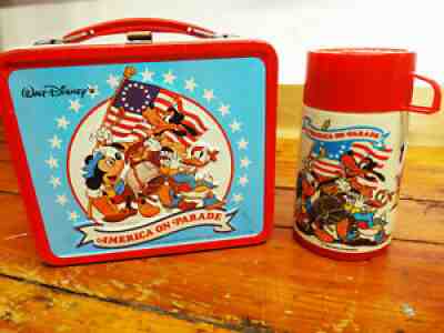 Vintage Disney Disneyland America On Parade Aladdin Metal Lunchbox with Thermos