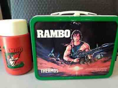 Vintage Rare 1985 Rambo Metal Lunchbox W Thermos