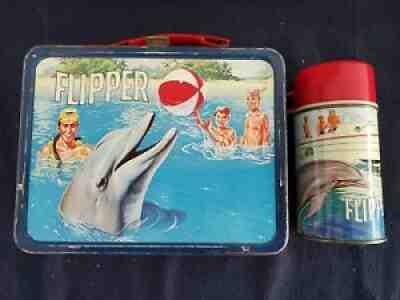 Flipper Lunchbox with Thermos Metal Lunchbox Vintage … - Gem