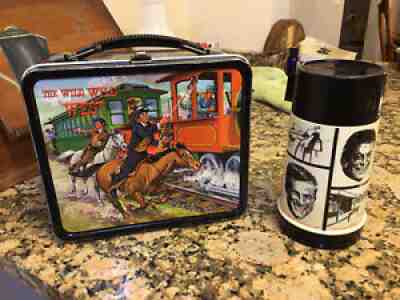 Original THE WILD WILD WEST 1969 Metal Lunch Box + Thermos Vintage