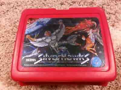SilverHawks lunch box Thermos set vintage RARE Silver Hawks Telepix red 1986