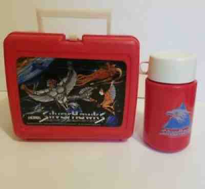 1986 Vintage SILVER HAWKS Lunch Box Thermos Red Plastic Complete set