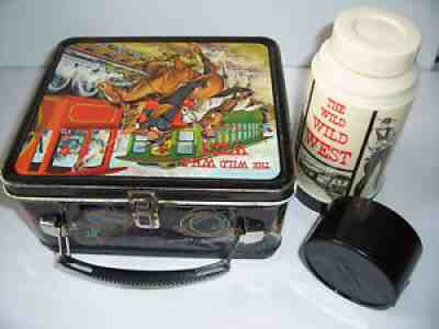 Vintage 1969 WILD WILD WEST lunch box & THERMOS TERRIFIC SHAPE * STUNNING ART