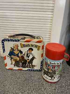 Vintage 1976 Back In â??76 Aladdin Metal Lunchbox Bicentennial Colonial W Thermos