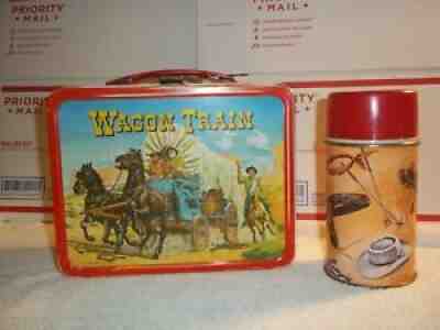 Vintage 1964 Wagon Train Tin Lunch box with Thermos