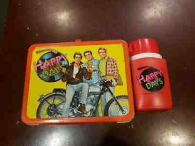 Vintage 1970's Original Happy Days Metal Lunch Box + Thermos The Fonz