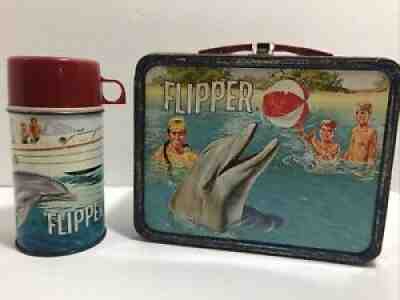 Flipper Lunchbox with Thermos Metal Lunchbox Vintage … - Gem