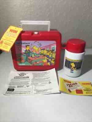 UNUSED NWT Vintage 1990 THE SIMPSONS Plastic LUNCHBOX & THERMOS w/ Insert