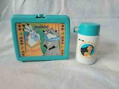 Vintage DISNEY POCAHONTAS Plastic LUNCH BOX Thermos Company Red No