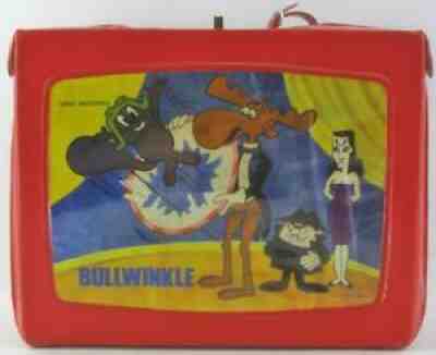 vintage 1972 Ardee BULLWINKLE red vinyl LUNCHBOX excellent+ 21pix