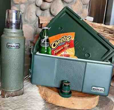 Vintage Stanley Aladdin Cooler & Thermos Cup Combo Lunch Box Snack Green USA