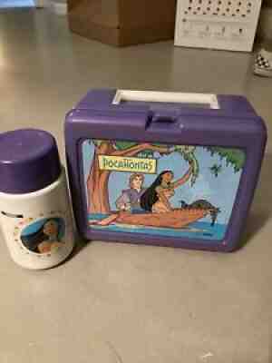 Vintage DISNEY POCAHONTAS Plastic LUNCH BOX Thermos Company Red No Thermos