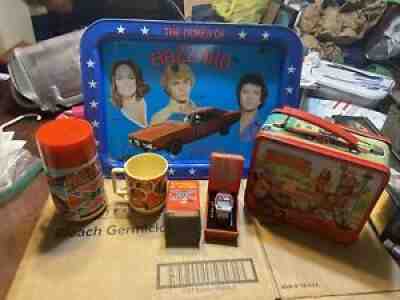 vintage Instant Collection Of Dukes Of Hazard 5 Piece Lot Lunch Box Watch Tray