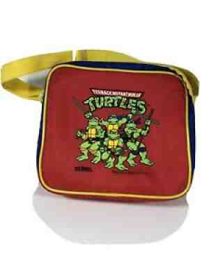 VINTAGE 1988 TMNT Teenage Mutant Ninja Turtles Lunch Box by Thermos Bag w Strap