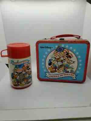 Vintage 1976 Walt Disney Productions America on Parade Metal Lunch Box & Thermos