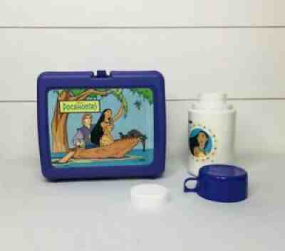 Vintage DISNEY POCAHONTAS Plastic LUNCH BOX Thermos Company Red No