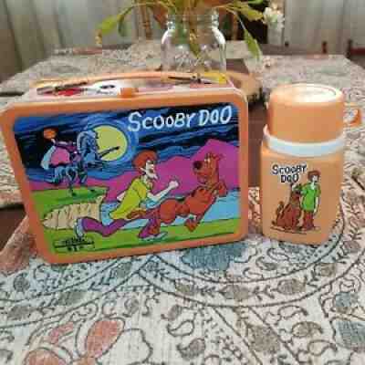 Lot - 1973 Scooby Doo Lunchbox with Thermos- Orange Trim