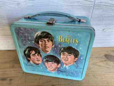 Vintage 1965 Beatles Lunchbox Blue Metal Aladdin (Without Thermos) Music Legends