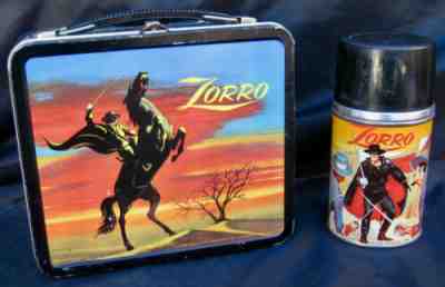 Vintage ZORRO Lunchbox & Thermos - TV & Movie Western Hero (1958) C-8.5!